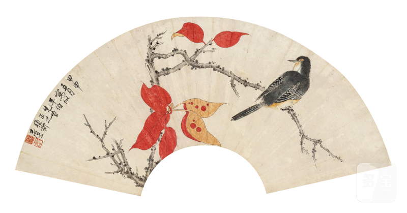 谢稚柳 1910-1997 红叶小鸟 - 图2